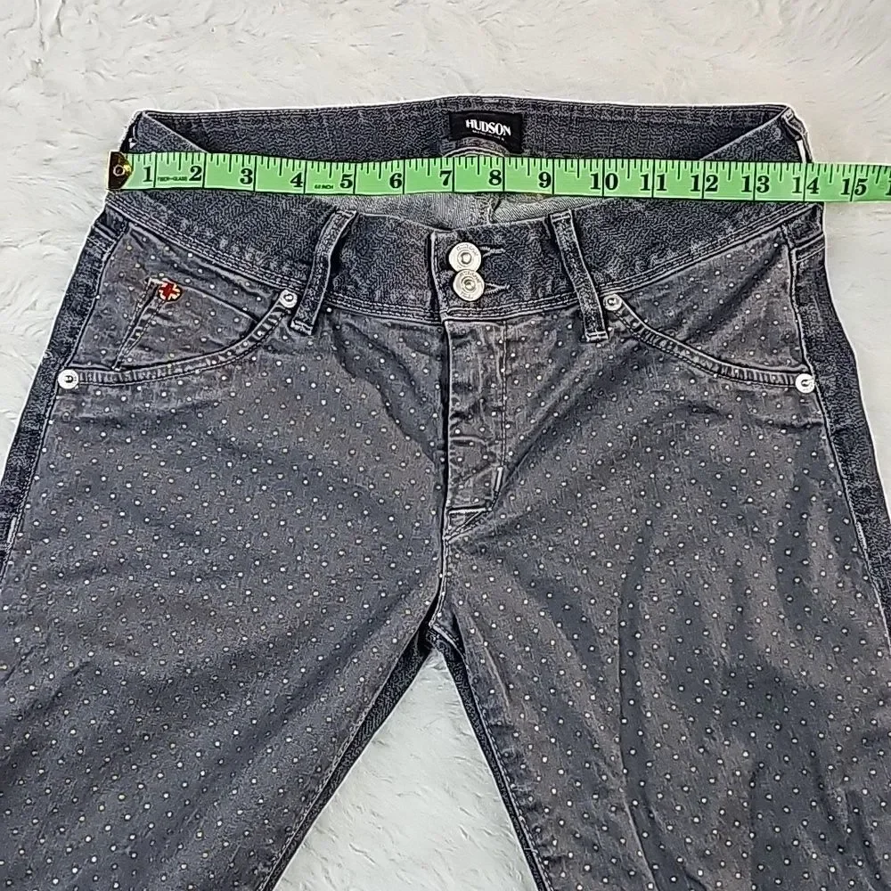 Hudson -045 Collin Women's Vice Versa Skinny‎ Polka Dots Jeans Grey Size 27
